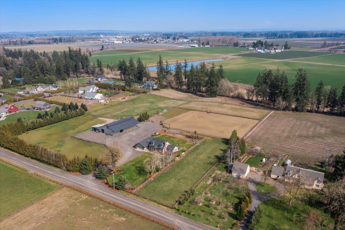 Ariel View of Willamette Valley Horse Property near Aurora, Oregon